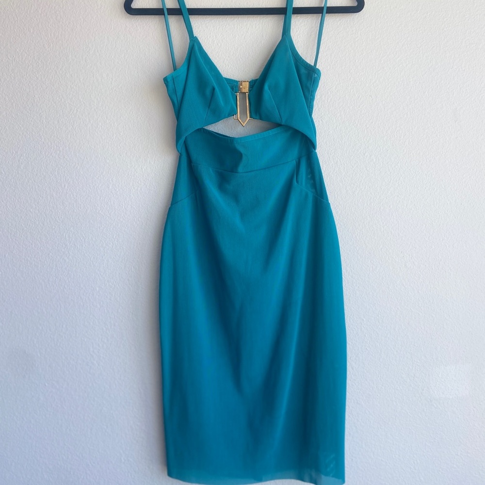 Bec & Bridge teal midi body on dress
